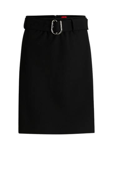 Пола BOSS Mini Skirt with Belt and Wrap-Style Front Черно | 50545768, 0