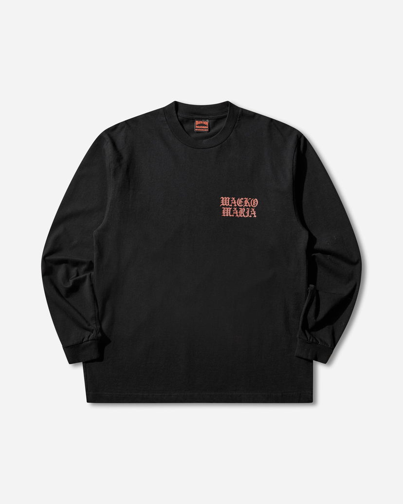Тениска WACKO MARIA Death Row Record Washed Heavy Weight Longsleeve T-Shirt Черно | DEATHROW-WM-LT01 BLACK