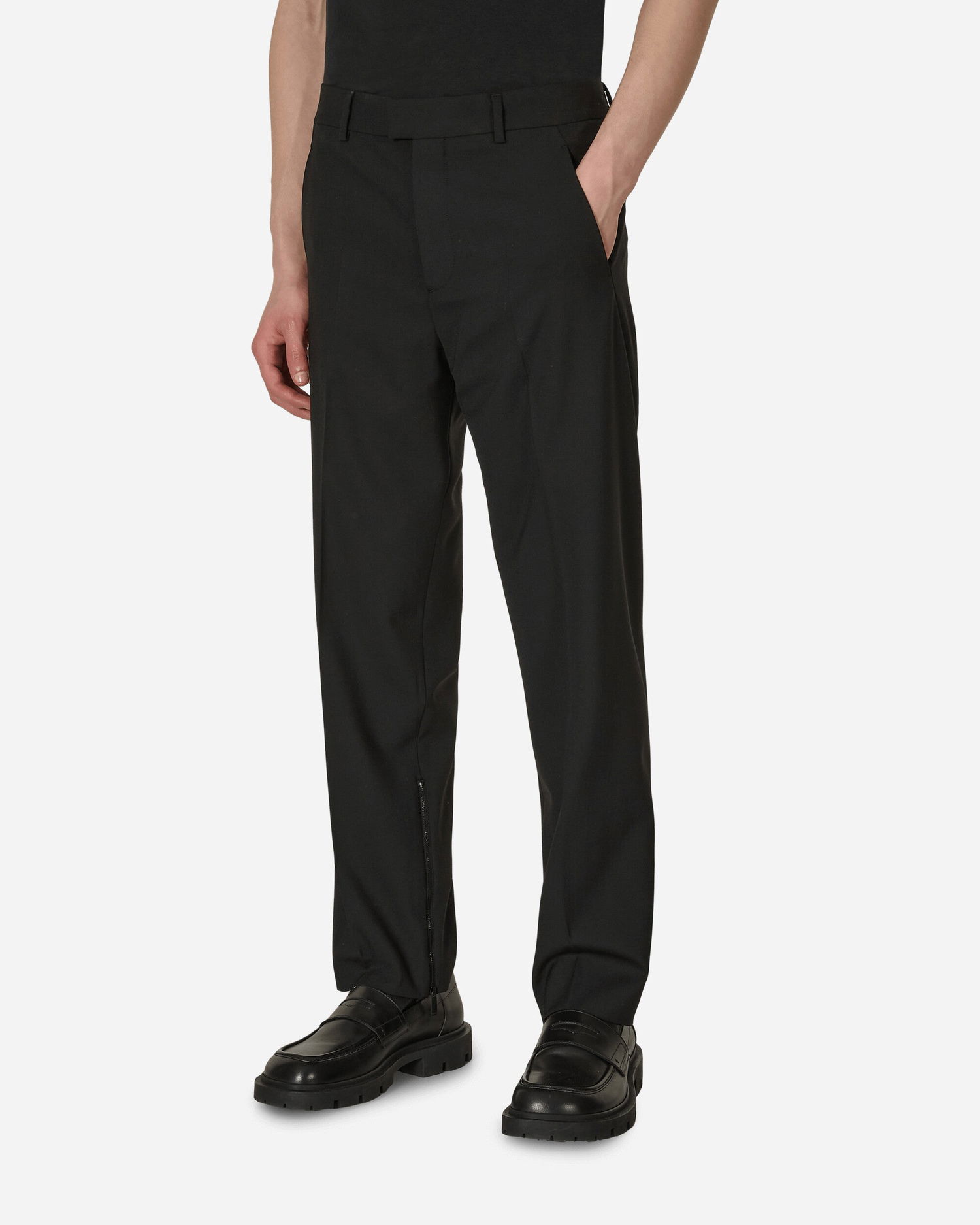 Панталони Off-White Embroidered Wool Slim Zip Trousers Black Черно | OMCA196S23FAB001 1000, 1