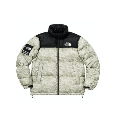 Пухо яке The North Face Supreme x Paper Print TNF Nuptse Jacket Сиво | FW19, 2