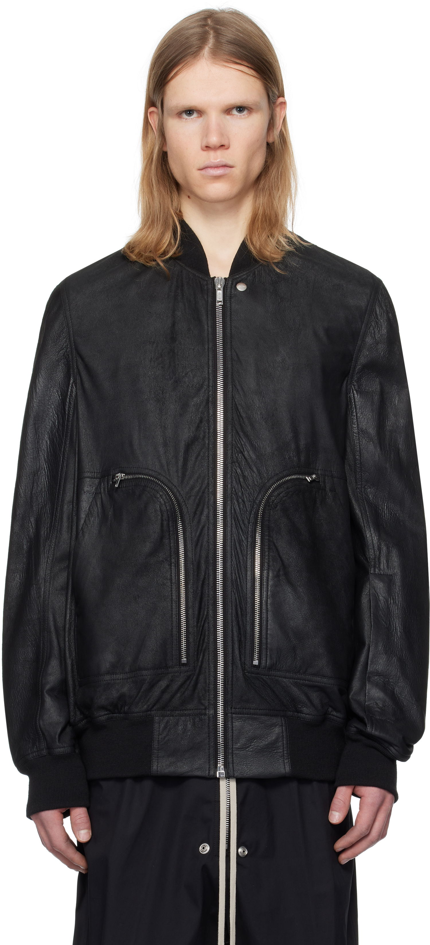 Яке бомбър Rick Owens Rick Owens Hollywood Flight Leather Jacket Черно | RU01E5771 LBA, 0