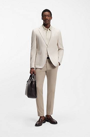 Поло тениска BOSS Mercerised-cotton Polo Shirt with Double B Monogram Бежово | 50555829, 1