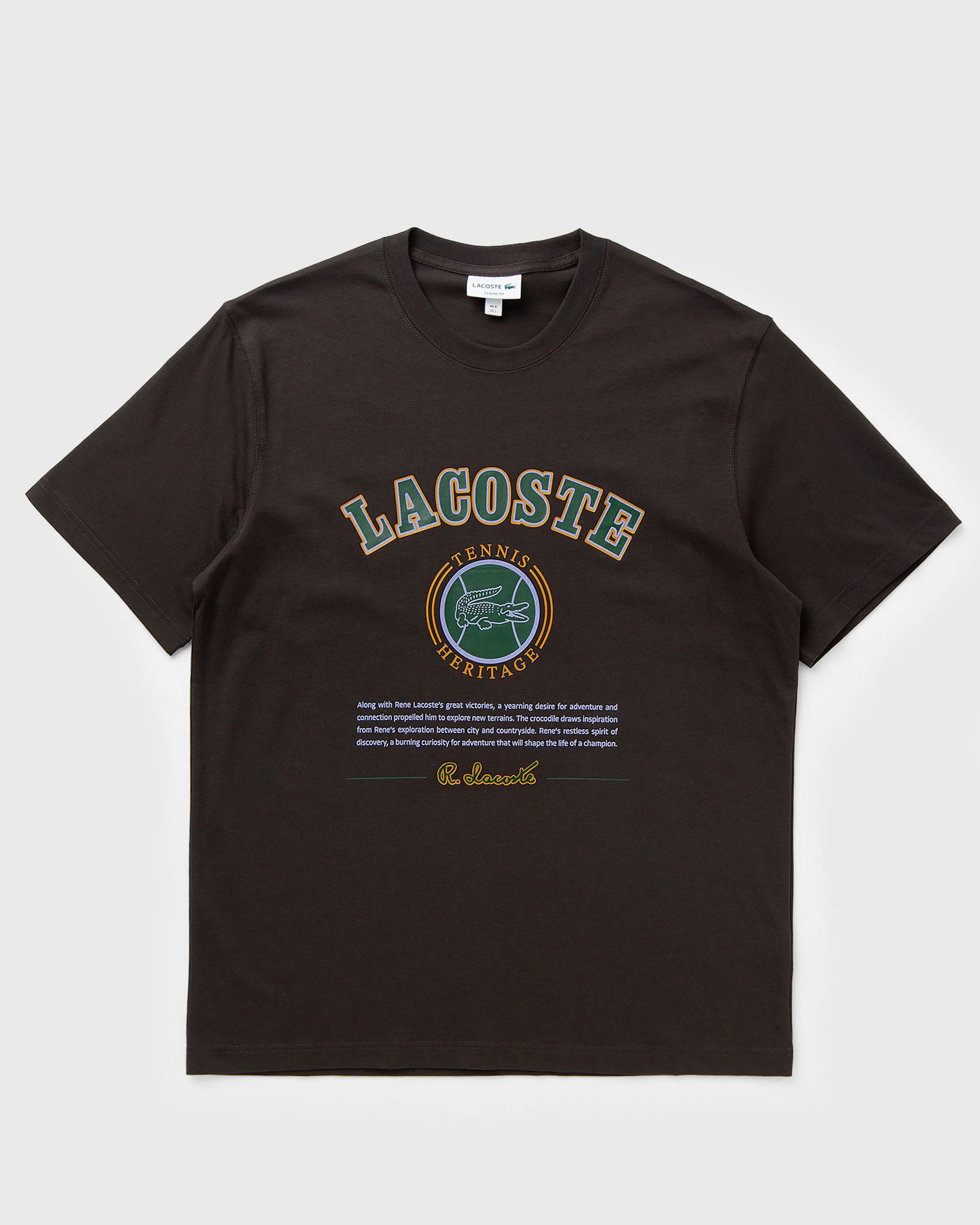Тениска Lacoste Short Sleeve Crew Neck T-Shirt Tennis Heritage Кафяво | TH5910-SKB, 0