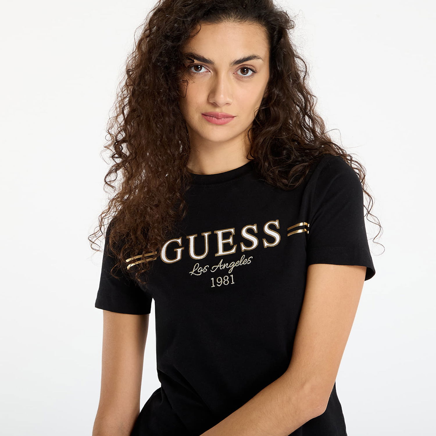 Тениска GUESS T-Shirt Bibia Ss Los Angeles 1981 Черно | V5BI15KA260-JBLK, 1