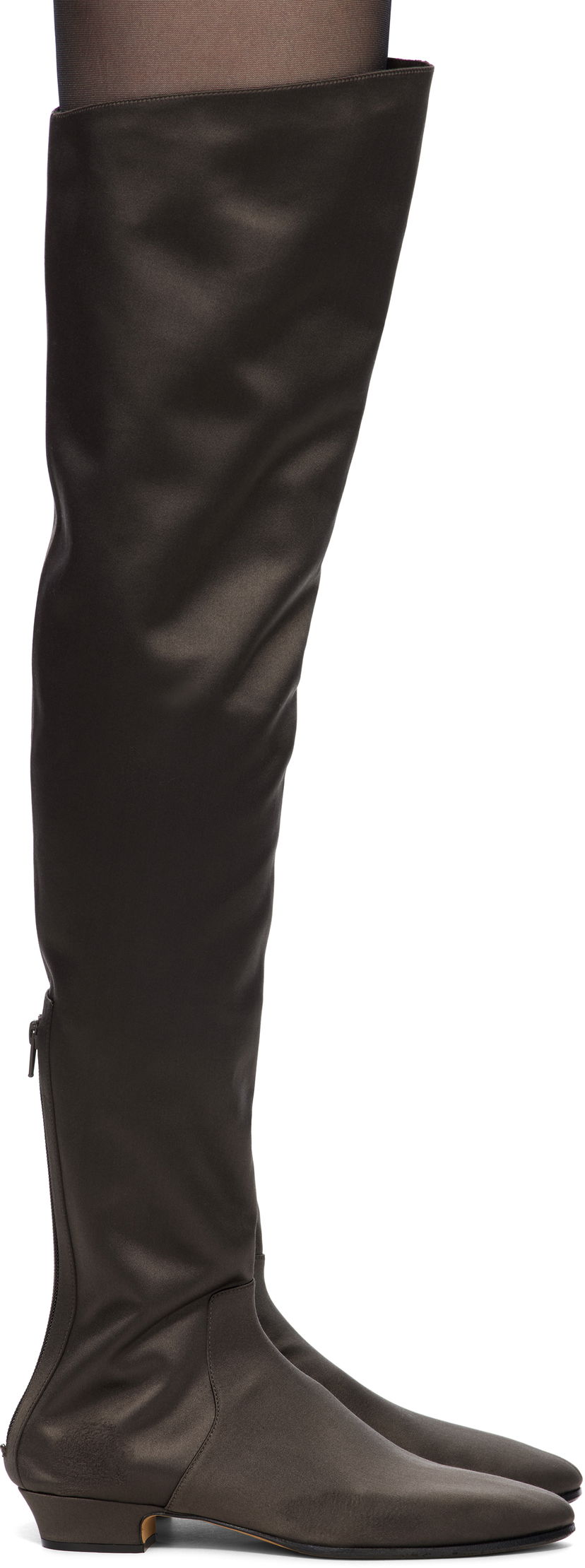 Кецове и обувки The Row The Row Hereditas 25 Satin Tall Boots Кафяво | F1528-W326