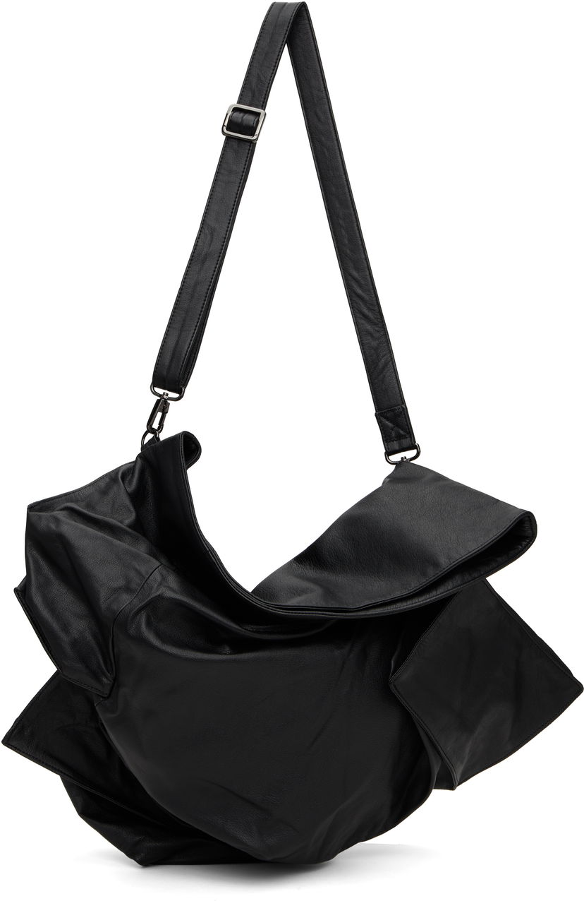 Чанта през рамо Yohji Yamamoto Cubic Leather Shoulder Bag Черно | D0-I41-791