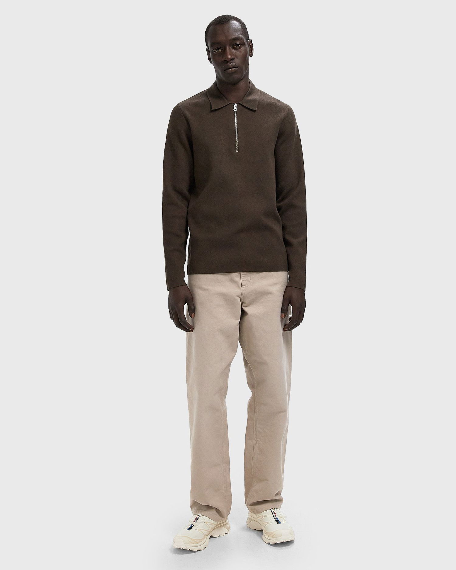 Пуловер Samsoe Samsoe Half Zip Polo Sweater Кафяво | M22400055-TURKISH-COFFEE, 1
