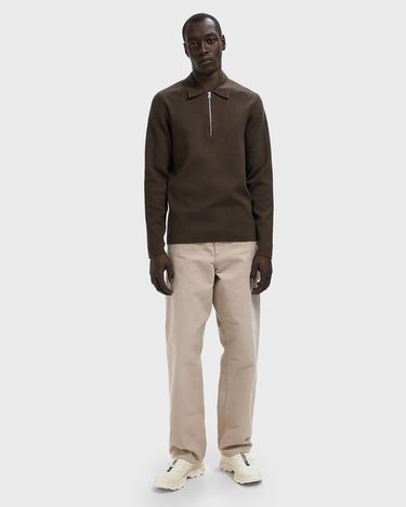 Пуловер Samsoe Samsoe Half Zip Polo Sweater Кафяво | M22400055-TURKISH-COFFEE, 1