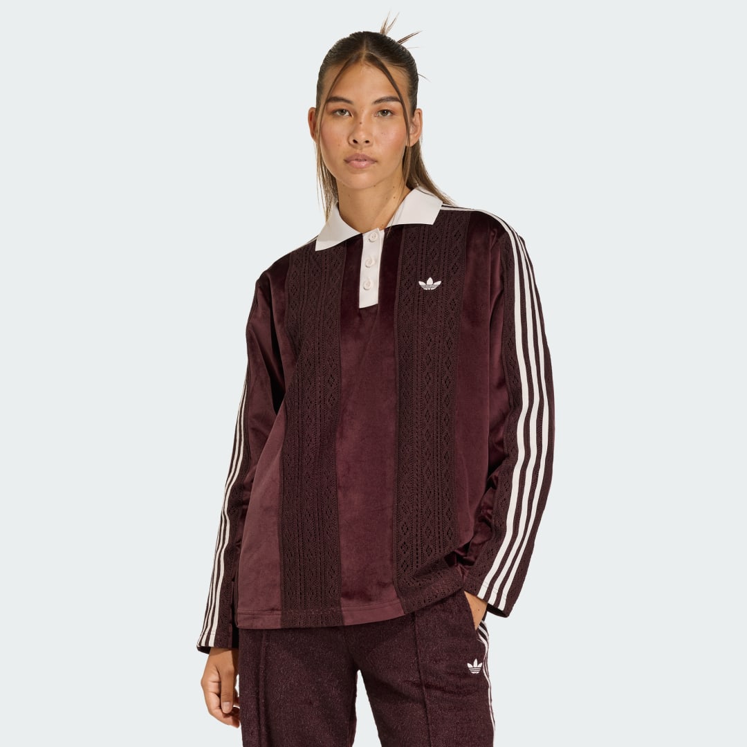 Поло тениска adidas Performance adidas Originals Winterized Long Sleeve Polo Бургунди | KS7795, 0