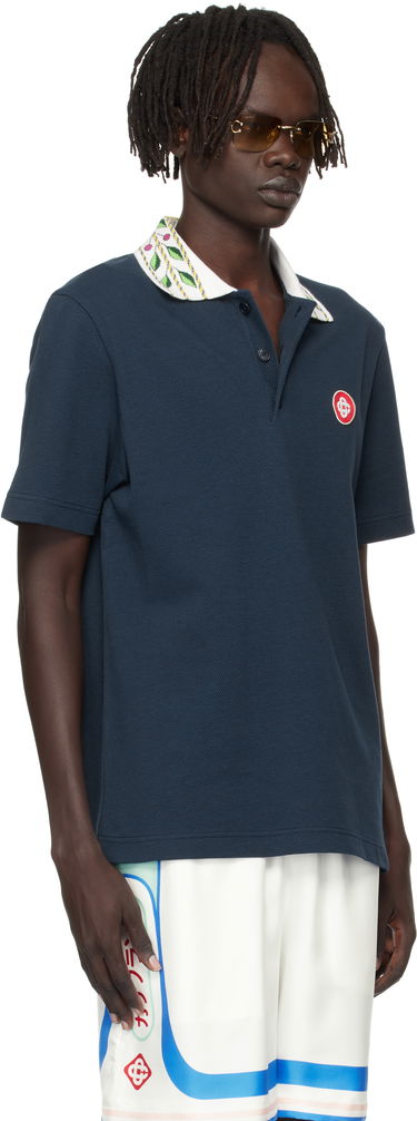 Поло тениска Casablanca Laurel Pique Polo Shirt Тъмно синьо | MPF25-JTP-243-02, 3