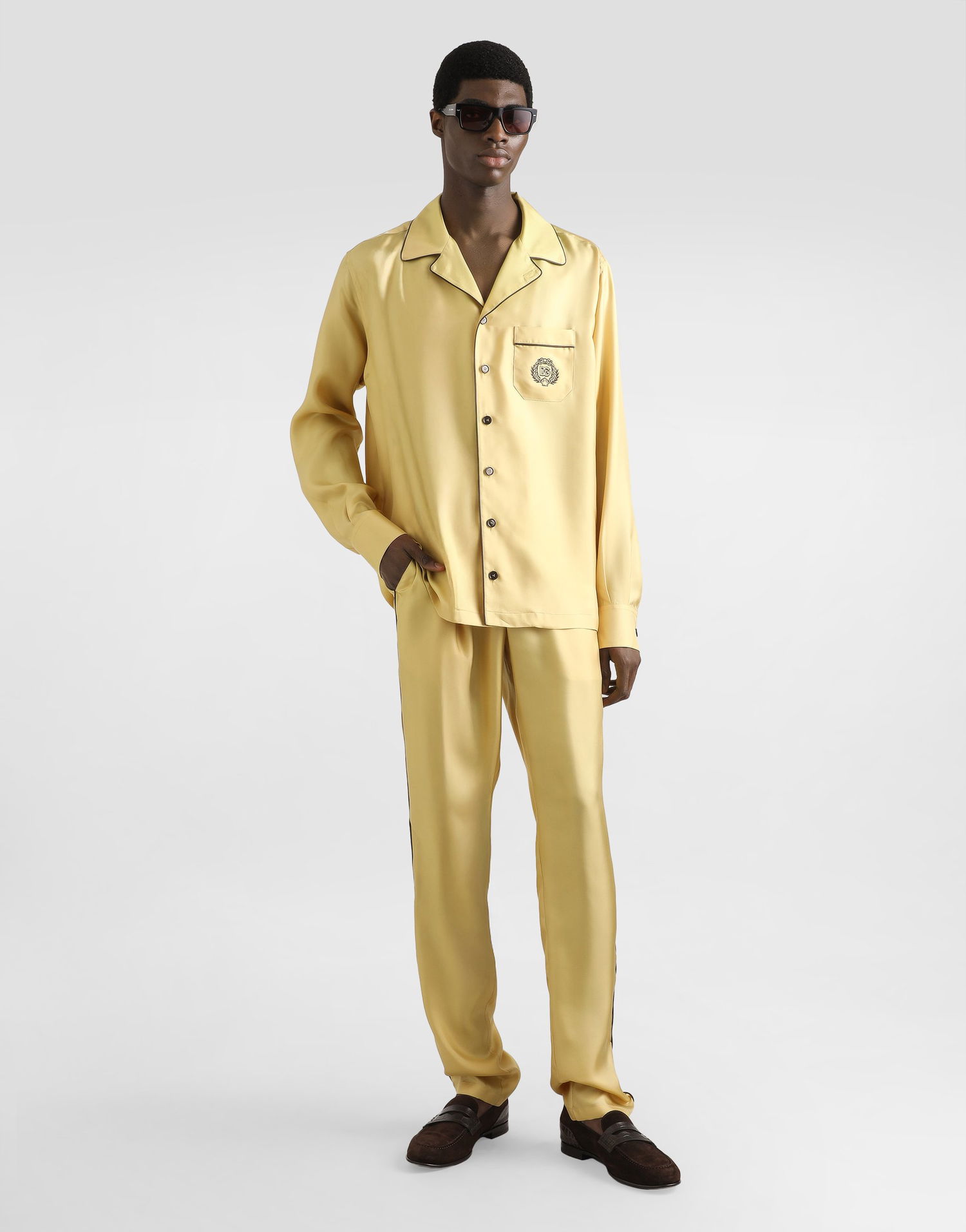Риза Dolce & Gabbana Dolce & Gabbana Men's Silk Twill Vanity Shirt Жълто | G5IF1ZFU10SA0488, 1