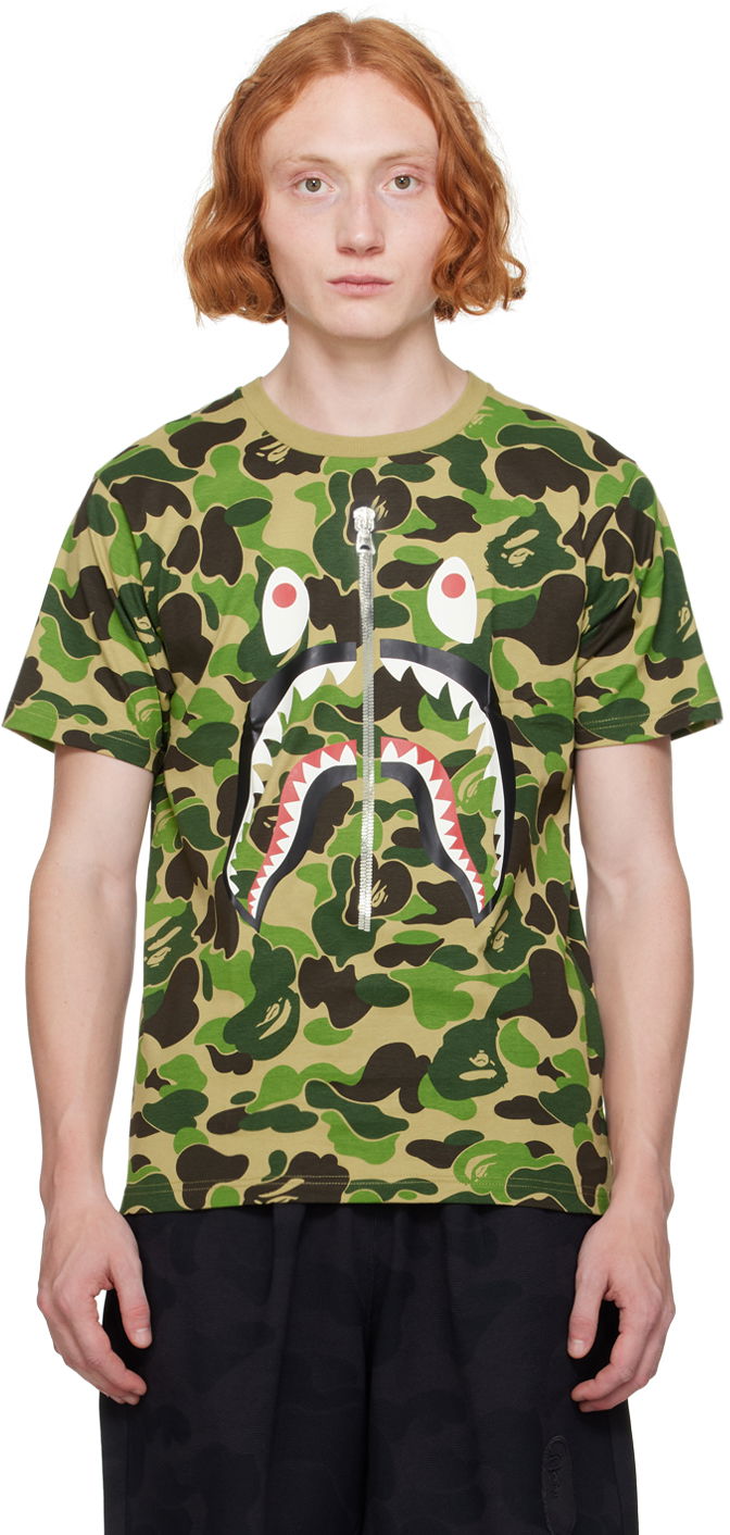 Тениска BAPE Green ABC Camo Shark T-Shirt Зелено | 001CSK301004M