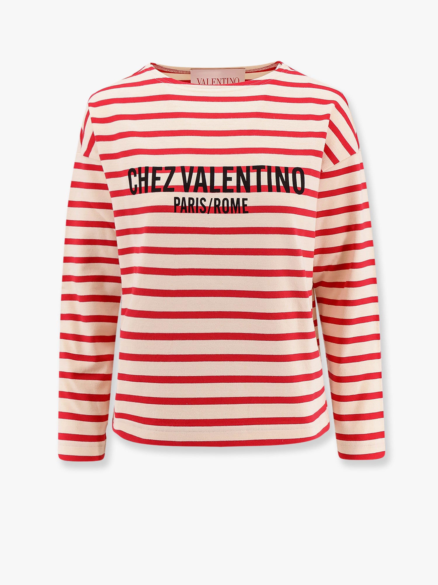 Тениска Valentino Valentino Chez Valentino Paris/Rome Striped Long Sleeve T-Shirt Бежово | 6B3MG24B961AS0, 0