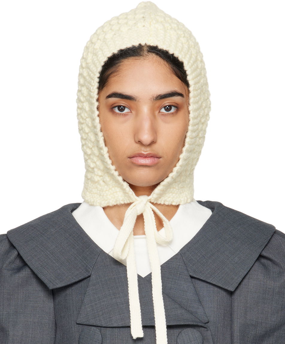 Шапка SHUSHU/TONG SHUSHU/TONG Tied Knit Hood Бяло | MWDCAC06 ACR001, 0
