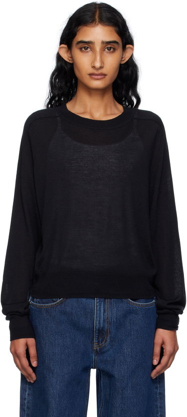 Пуловер Loulou de Saison Loulou de Saison Angus Cashmere Crew Neck Sweater Черно | ANGUS, 0