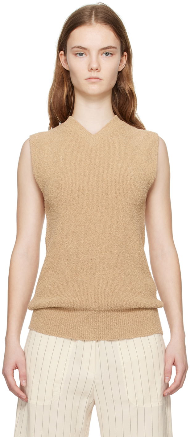 Пуловер TOTEME TOTEME V-Neck Tank Top Бежово | 242-WRT2210-YA0043, 0