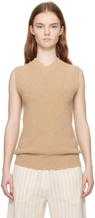 Пуловер TOTEME TOTEME V-Neck Tank Top Бежово | 242-WRT2210-YA0043, 0
