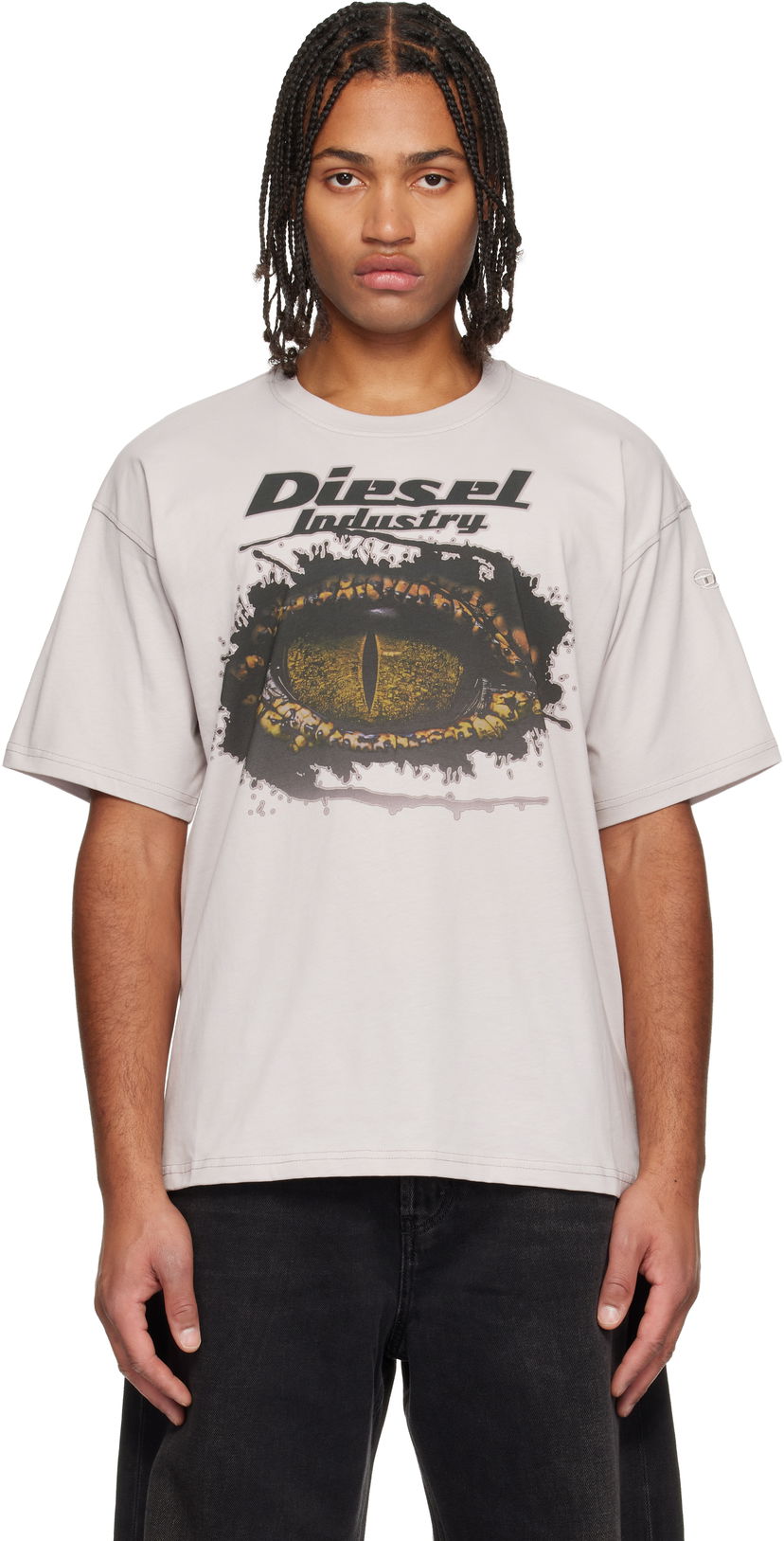 Тениска Diesel Industry Graphic Crocodile Eye Relaxed Fit T-Shirt Сиво | A19640-0PLAT-9CJ