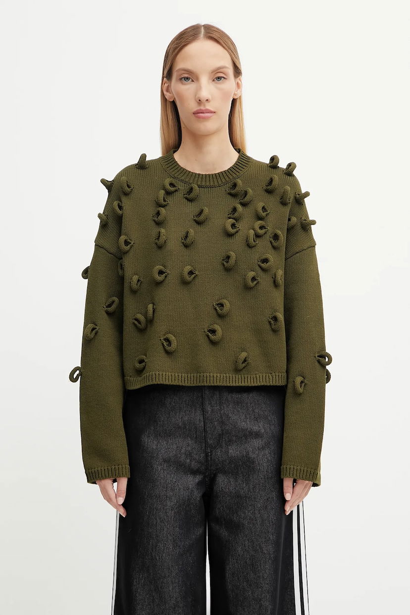 Пуловер JW Anderson JW Anderson Cropped Loop Jumper Зелено | KW1446.YN0417