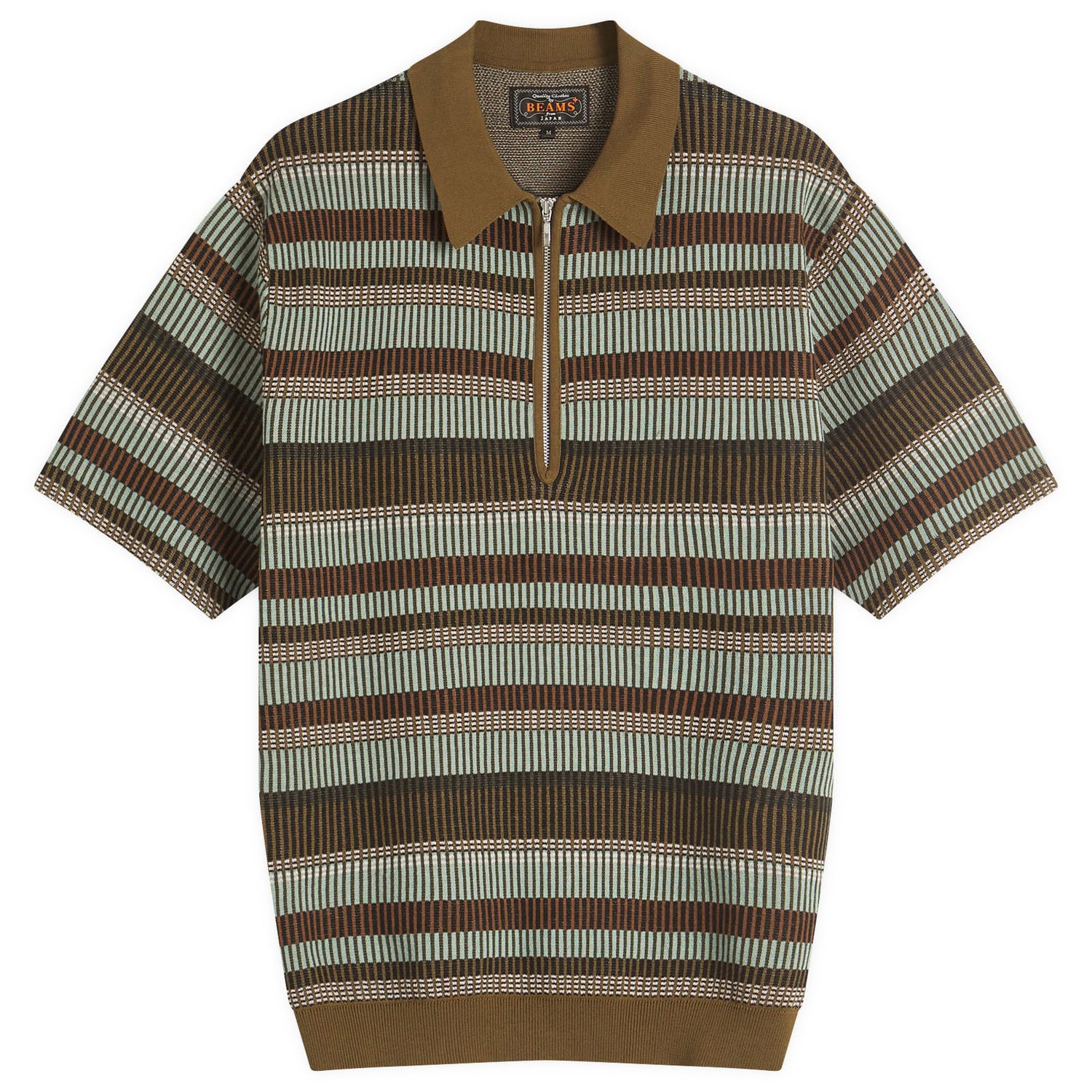 Риза BEAMS Men's Half Zip Knit Polo Shirt Кафяво | 3802-0049-156-67, 1