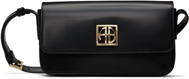 Чанта през рамо Anine Bing Black Leather Crossbody Bag with Logo Plaque Черно | A-13-10242-050, 0