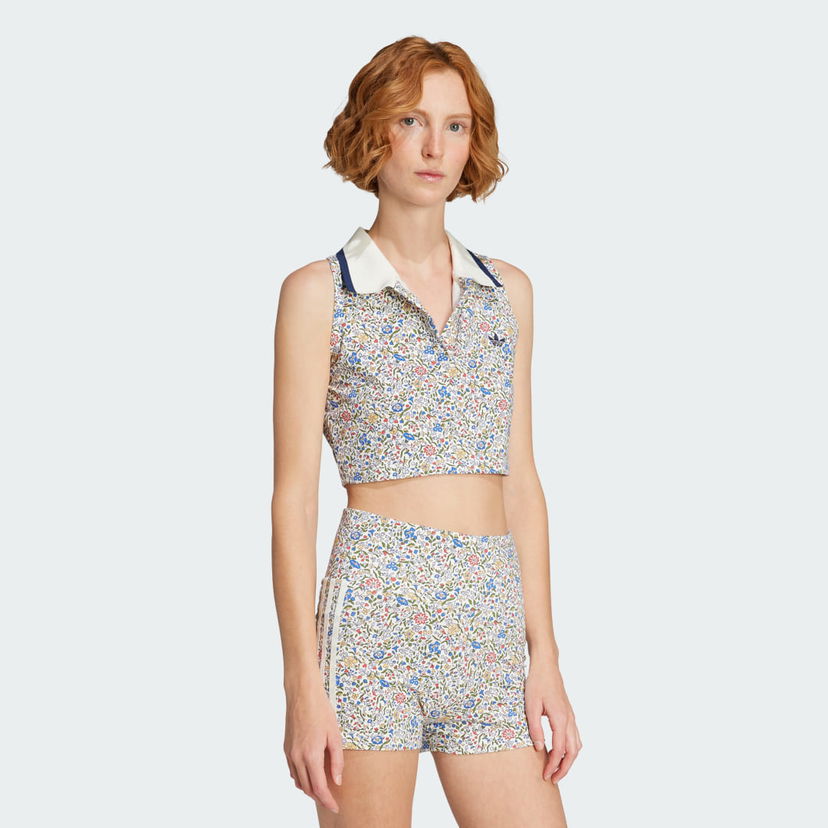 Поло тениска adidas Originals adidas Originals x Liberty London Sleeveless Crop Polo Shirt Бяло | JW5194