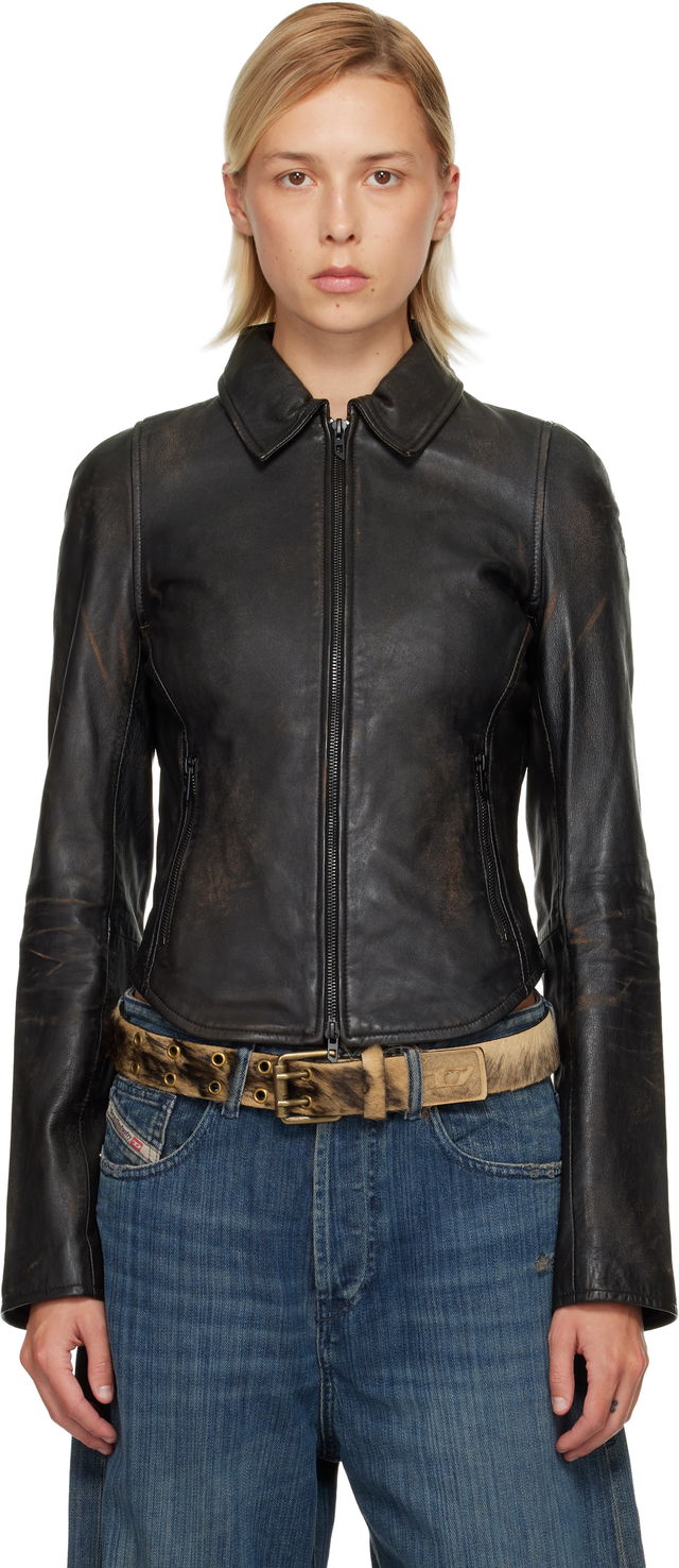 L-Egrad Distressed Leather Jacket