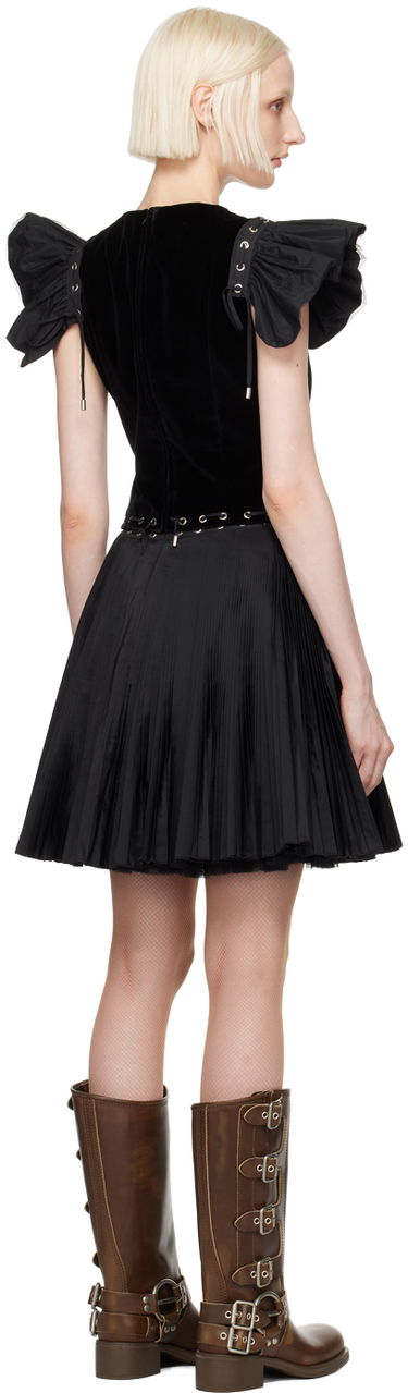 Pокля Chopova Lowena Velvet and Pleated Mini Dress Черно | 1255, 2