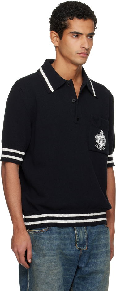 Поло тениска Balmain College Emblem Embroidery Knit Polo Черно | FH0GB046KJ18, 1