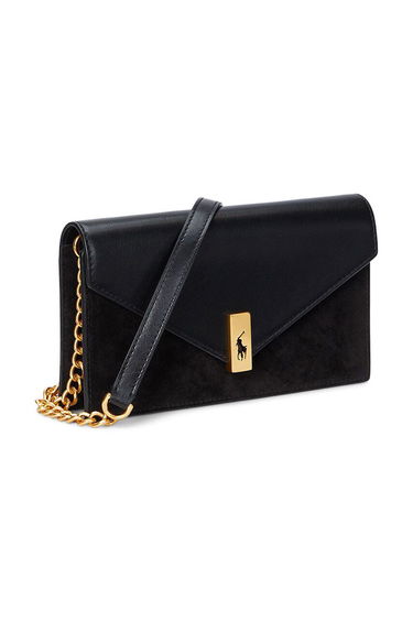 Дамска чанта Polo by Ralph Lauren Leather and Suede Clutch Черно | 427952418, 2