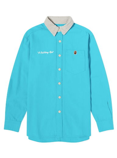 Риза BAPE Logo Work Shirt Blue Тюркоазено | 001SHJ302002L-BLE