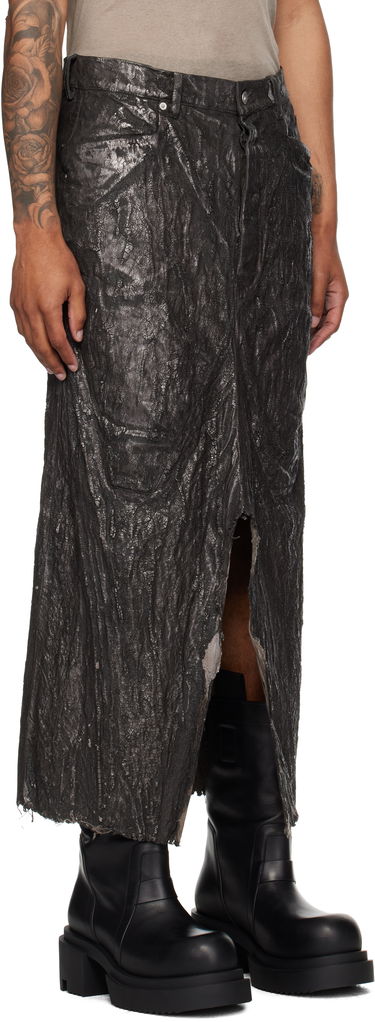 Пола Rick Owens Concordians Long Slivered Denim Skirt Черно | RU02E1330 BZMT, 1
