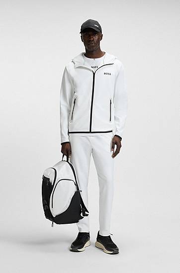 Суитчър BOSS BOSS Active Stretch-Gabardine Zip-Up Hoodie Бяло | 50542948, 1
