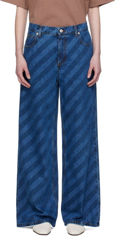 Дънки Marni Marni Wide Leg Diagonal Stripe Jeans Синьо | PAJD0432A0 USCX36, 0