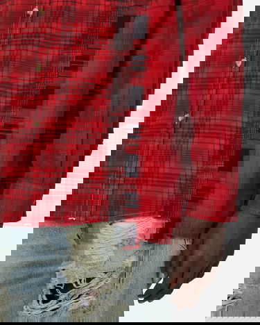 Риза Needles 7 Cuts Flannel Wide Shirt Over Dye Червено | NS305 A002, 5