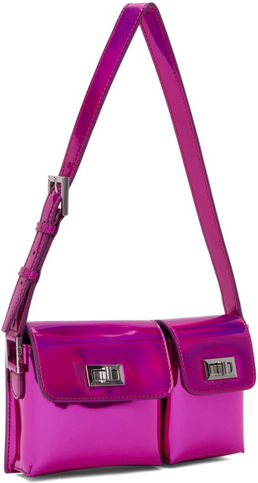 Дамска чанта BY FAR Double Pocket Metallic Shoulder Bag Розово | 23PFBABYBOFCHIRLSMA, 1