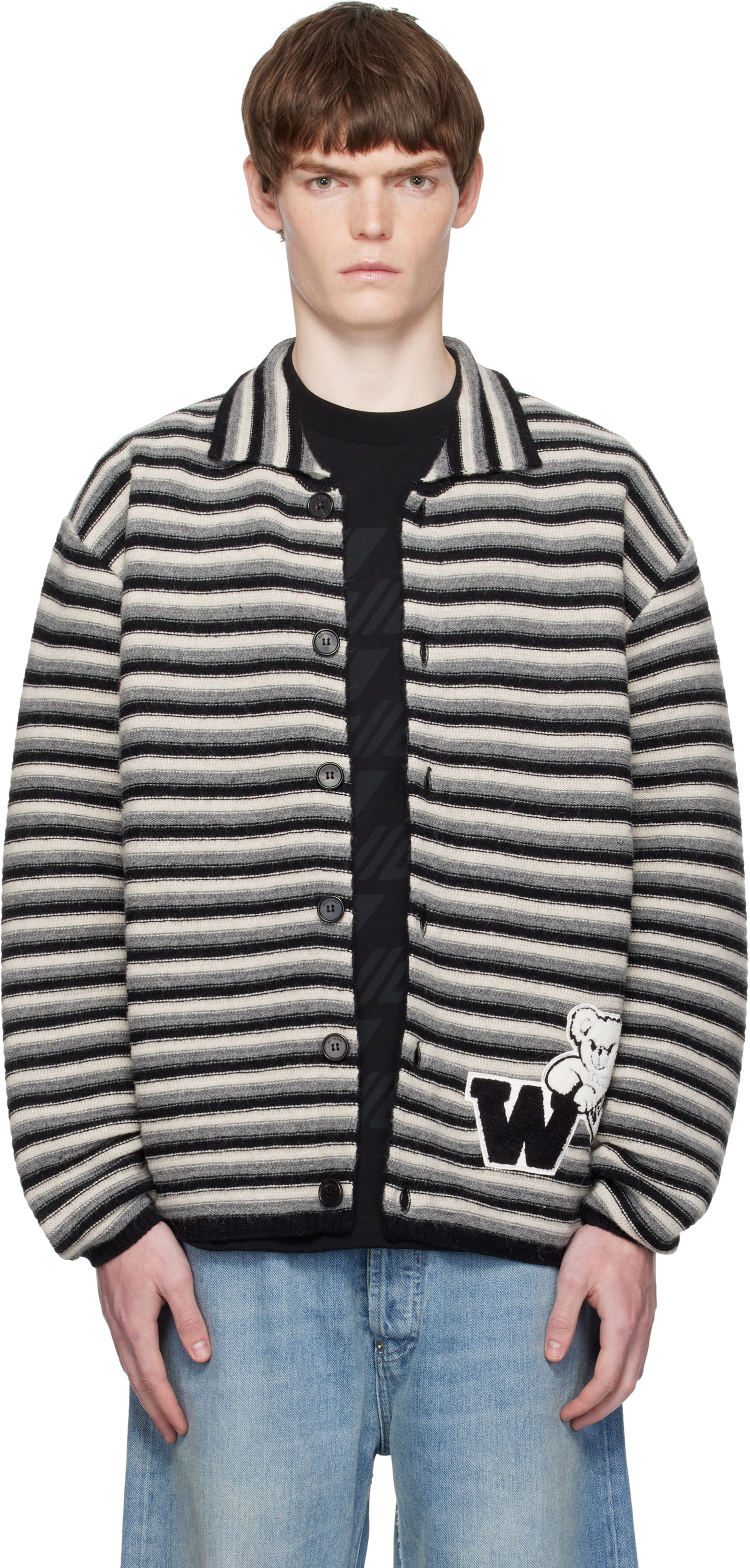 Пуловер We11done We11done Stripe Embroidered Cardigan Многоцветен | WD-KC2-25-620-U-BK, 0