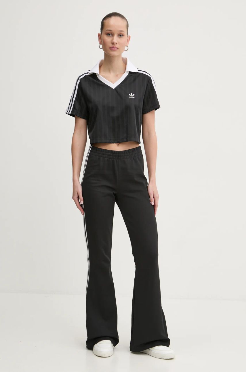 Съкратен топ adidas Originals Cropped Collared T-Shirt Черно | JD2606, 1