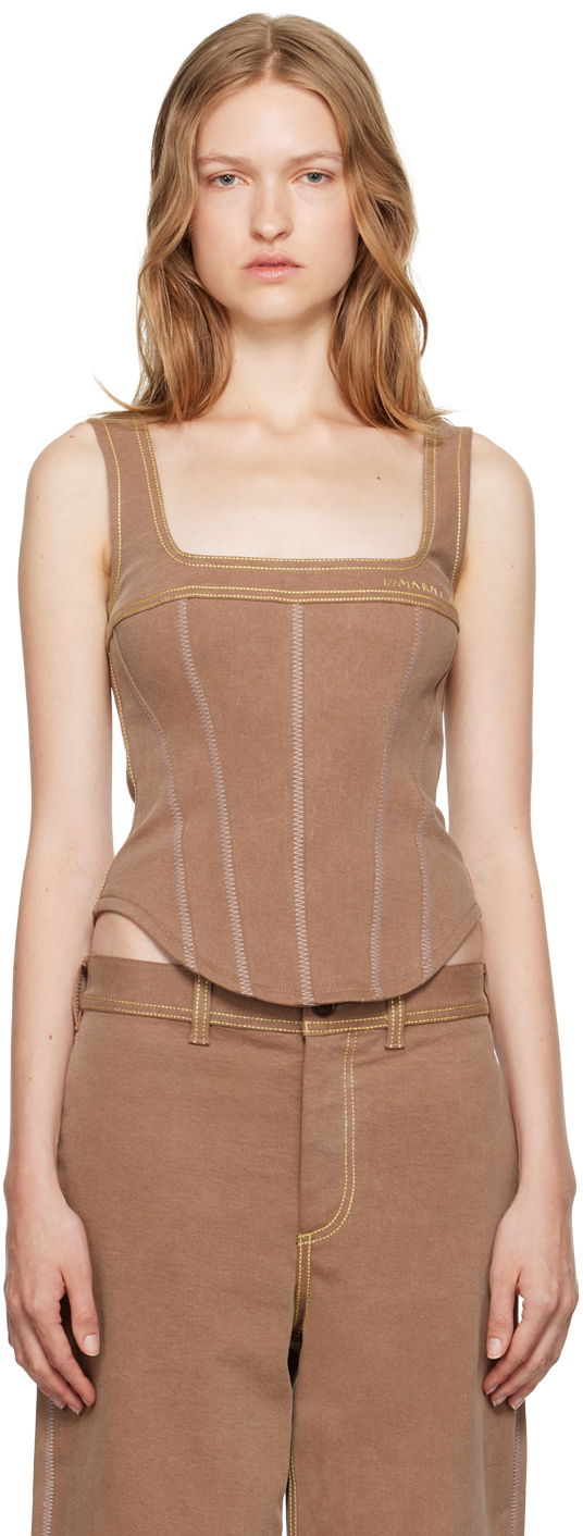 Потник Marni Tank Top Contrast Stitching Denim Кафяво | TTJD0326S0 USCW76, 0