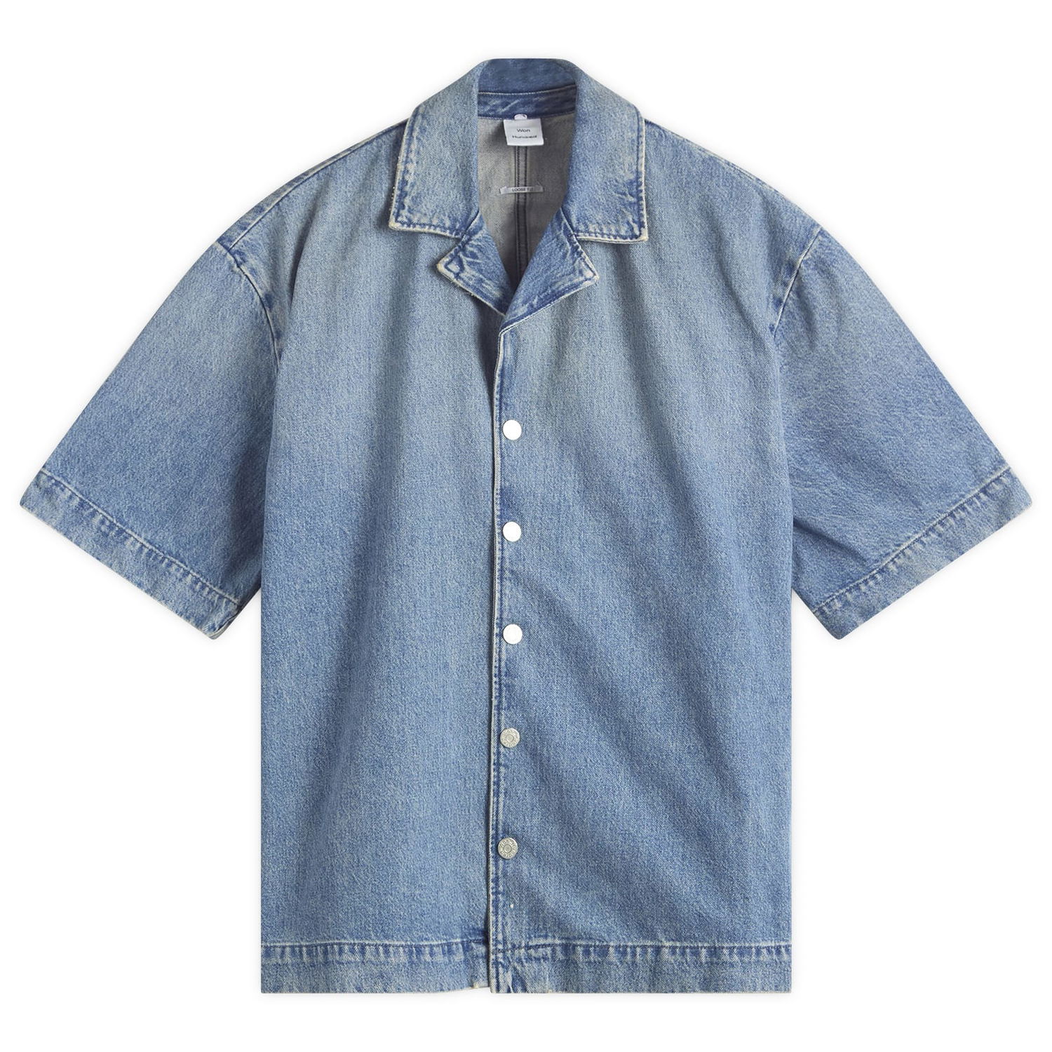 Риза Won Hundred Won Hundred Desmond Denim Vacation Shirt, Size Small Синьо | 3776-15028, 1