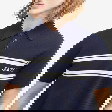 Поло тениска Gucci Striped Knitted Polo Тъмно синьо | 795342-XKD5J-4144, 9