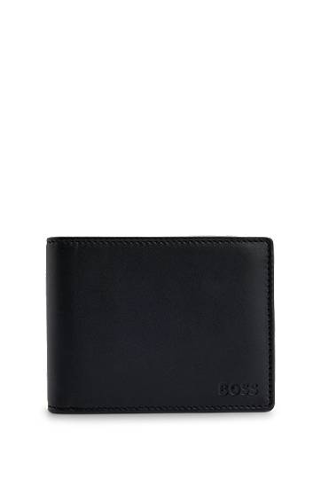 Портфейл BOSS BOSS Leather Trifold Wallet with Coin Pocket Черно | 50470436, 0