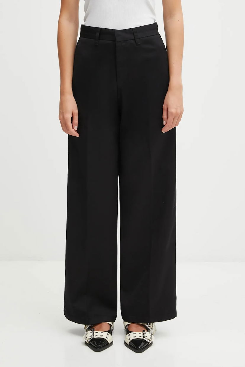Панталони Carhartt WIP Omak High-Waist Wide-Leg Pant Черно | I035682.8902