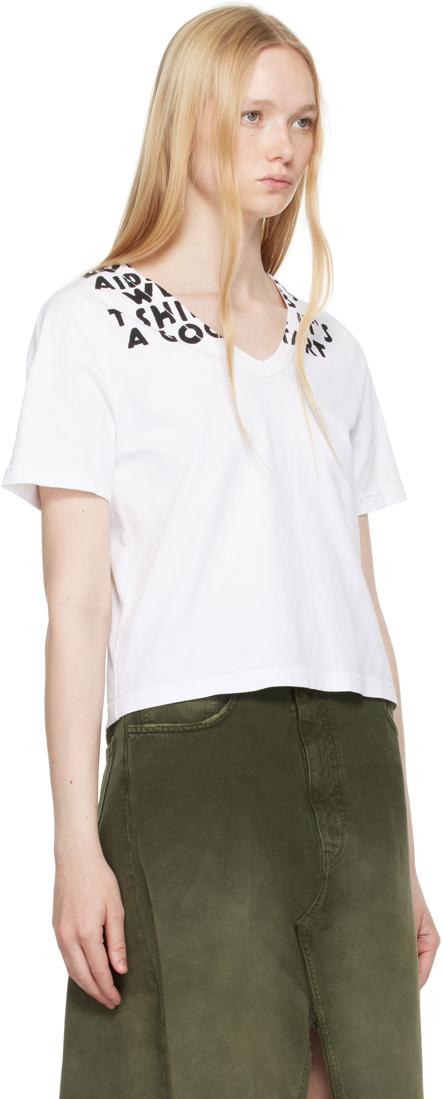 Тениска Maison Margiela MM6 Maison Margiela V-Neck SIDA Print T-Shirt Бяло | S62GD0203 M20108, 1