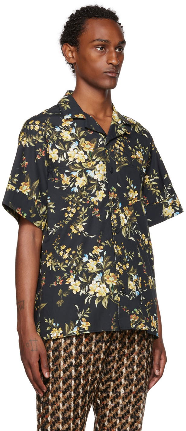 Риза Erdem Floral Print Short Sleeve Shirt Зелено | MF22_503MKOLP PHILIP SHIRT, 1
