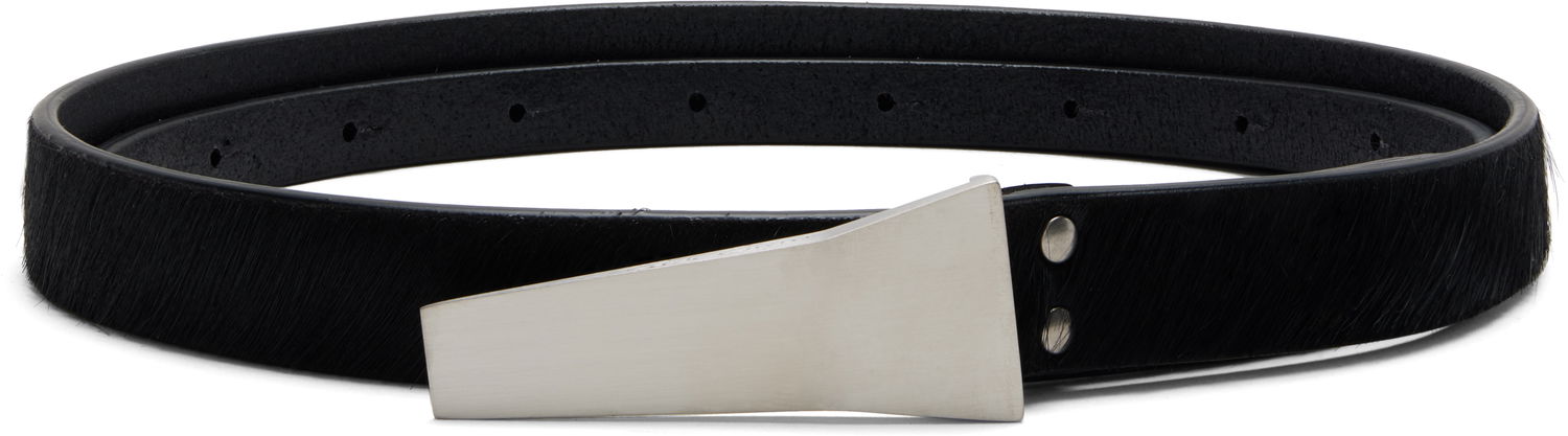 Колани Rick Owens Rick Owens Concordians Calf-Hair Trunk Belt with Geometric Buckle Черно | RR02E1488 LHL, 0