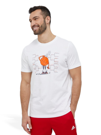 Тениска adidas Performance Lil Stripe Bracket Graphic Short Sleeve Basketball Tee Бяло | IC1870