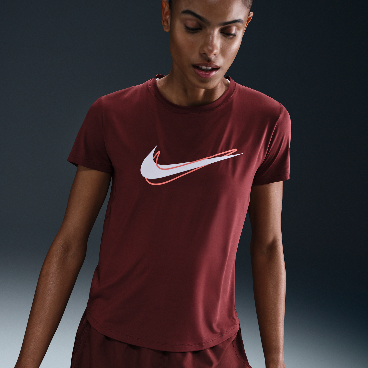 Тениска Nike Dri-FIT One Swoosh Short-Sleeve Running T-Shirt Бургунди | HJ2204-619, 0