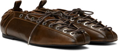 Облекло GANNI GANNI Oleatex Lace-Up Ballerina Flats Кафяво | S3093, 3