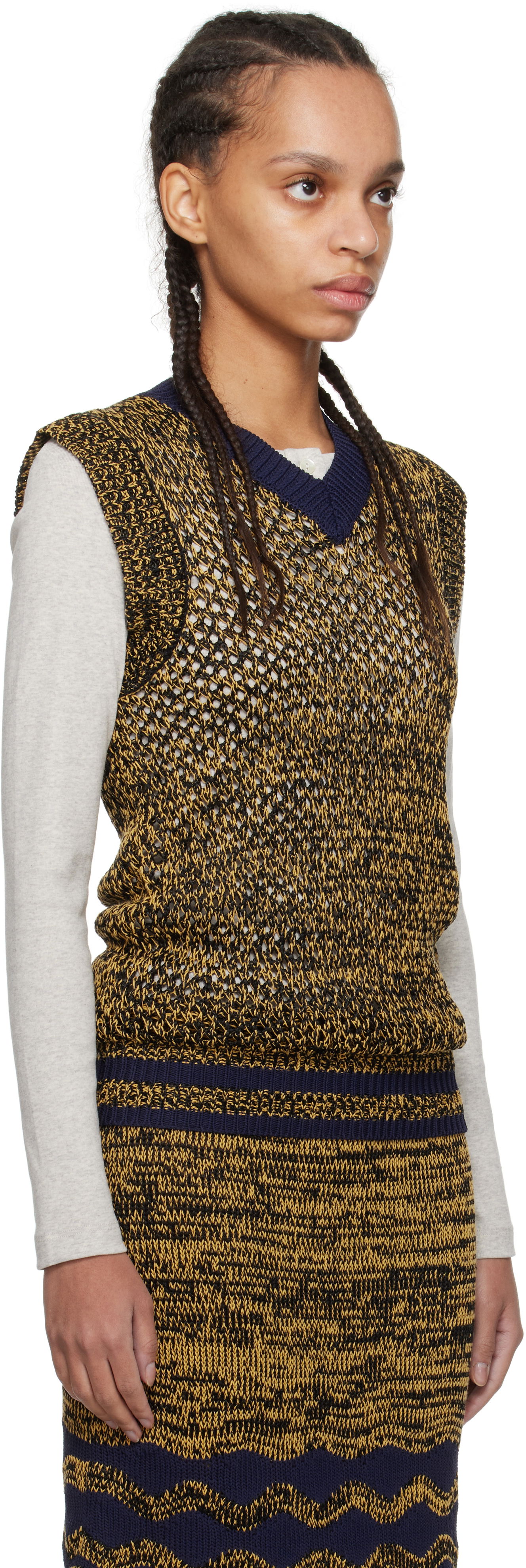 Пуловер Wales Bonner Wales Bonner Shade Knit Vest Жълто | US25KN31-KN04-5190, 1